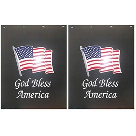 Denco God Bless America 24" x 30" Black Heavy Duty Semi Truck Mud Flaps - Set of 2