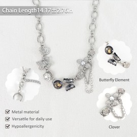 Fivexing Choker Butterfly Necklace for Women Irregular Y2k Choker Flower Button Fashionable Jewelry Women's Silver