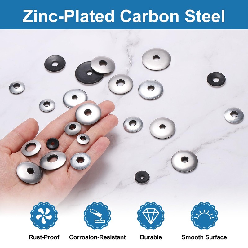 sourcing map 200Pcs 7/32" x 3/4" Sealing Washers, Zinc-Plated Carbon