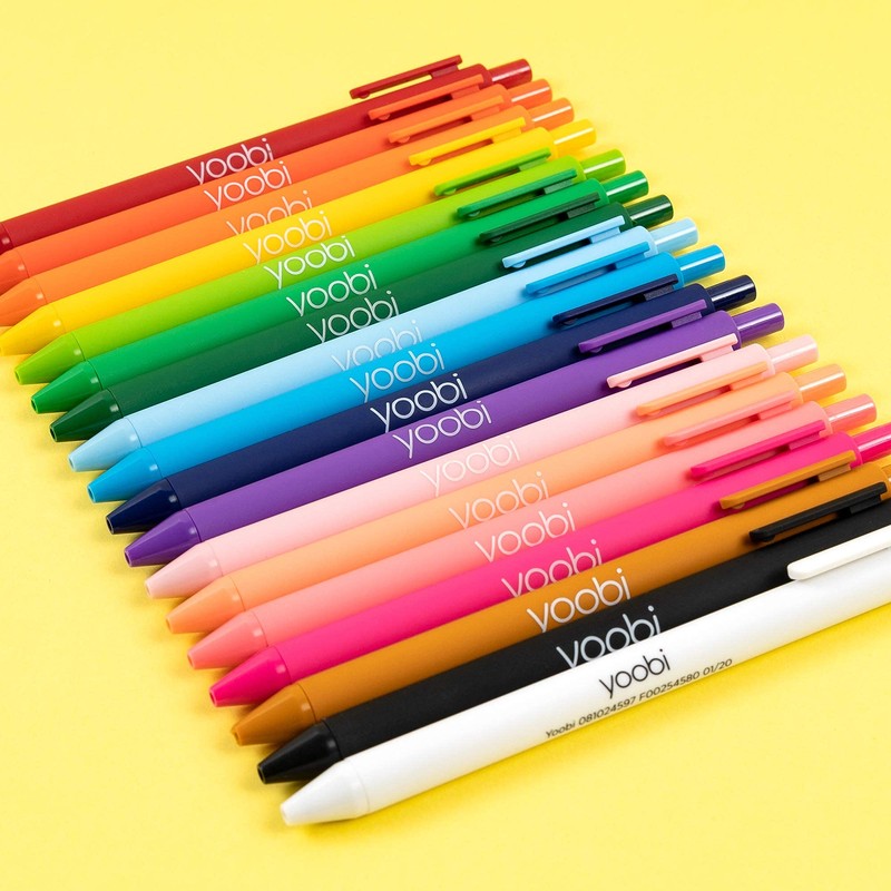Yoobi Scented Retractable Gel Pen Set, 18 Bright Colors, Fine