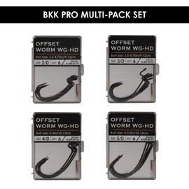 BKK Offset Worm WG-HD 5-Pack Set | Pro Bass Fishing Hooks | Epoxy Sealed Eye |25% Stronger HCS Wire | Z-Bend | Forged Shank