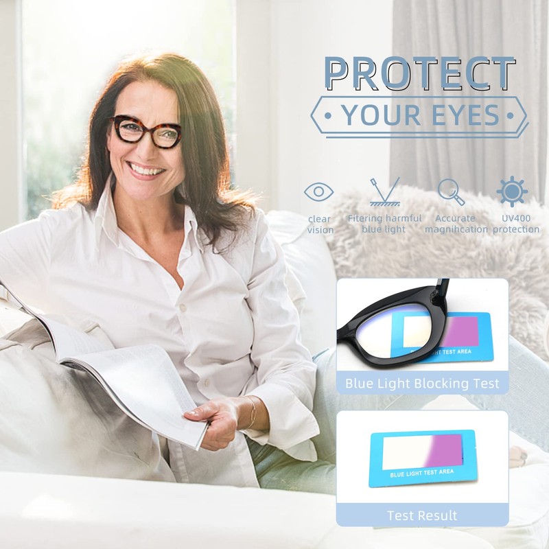 Oversized Cat Eye Reading Glasses for Women, Fashion Computer Blue