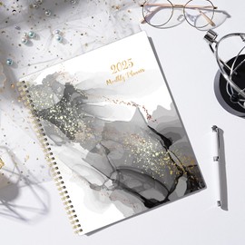 2025 Monthly Planner - Monthly Calendar 2025 from January 2025 - December 2025, 8.75'' x 11'', 2025 Calendar Planner With Tabs, Inner Pocket, Black