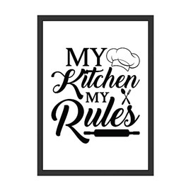 WBdesignz My Kitchen My Rules Funny Kitchen Picture Cooking Decoration Wall Picture Wall Decoration Chef Gift (without Frame)