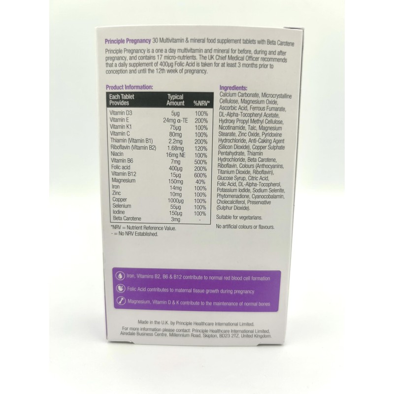 Principle Pregnancy Multivitamin – 30 Tablets | 1 Month Supply