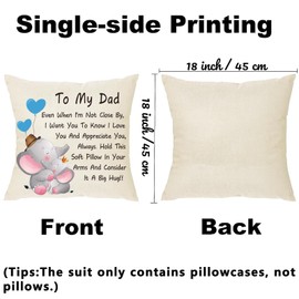 BOFYTR Gifts for Dad, Dad Birthday Gifts Pillow Covers from Daughter Son, Linen Fabric Surface Cushion Cover Presents for Dad, Best Dad Gift for birthday, Aniversary