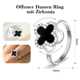 Chritice Women's Gold Rings, Women's Silver 925 Ring, Adjustable Women's Golden Rings, Gold-Plated Open Ring with Cubic Zirconia, Gift for Women Jewellery, Silver