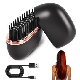 Mini Hair Straightener, Rechargeable Wireless Portable Hair Straightener Brush, 3-Temperature Control for Women, Compact and Travel-Friendly Hair Styling Tool