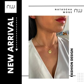 NataschaWoge® SONNE Medaille minimalistischer Schmuck EDELSTAHL Gold Silber Kette Halskette + Anhänger Geschenk für Sie Hollow Sun Goldkette (Halskette Gold)