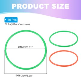 PATIKIL 6" Plastic Ring-Toss Rings for Bottles, 30 Pack Carnival Rings Plastic Hoops for Speed and Agility Practice Outdoor Party Favor, Orange/Green