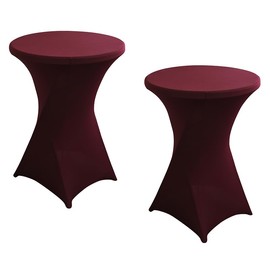 2Pack Black High Cocktail Tablecloth Spandex Round Table Cover 32x43 inch Perfect for Birthday Parties Banquets Kitchen (Burgundy)…