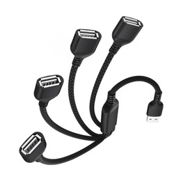 Elebase USB Splitter 1 in 4 Out 3.3FT,USBA Charger Sp-Litter,Multi Port USB Y Cable,USBA Extension Splitter Cord,Multiport Data Charging Split Adapter for PC,TV,MacBook,Laptop,2/3 Out