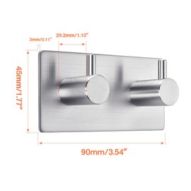 Fotosnow Stainless Steel Waterproof Heavy Duty Wall Hooks (1 Set with 2 Hooks) for Hanging Coat Robe Towel Keys Hats Bags Bathroom Bedroom Kitchen Organizer
