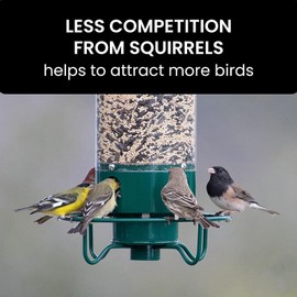 Anti Squirrel Bird Feeder | Metal Hangable Mesh Outdoors Weight Activated Feeder | 4 Ports Wild Bird Feeding, Weatherproof, Large Capacity Easy to Clean and Fill