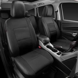 CAR Pass Skyline Premium Leather Seat Covers, Waterproof PU Car Seat Covers Full Set, Front and Rear Seat Covers Universal FIT for Cars,SUV,Vehicles,Sedans,Trucks, Airbag Compatible (All Black)