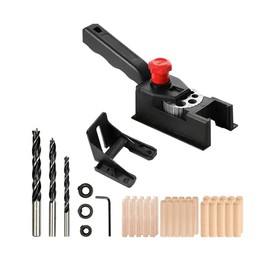 AIMALL 39PCS Adjustable 10-Hole Woodworking Drill Guide Jig Set – 3–12mm Bit Positioning Fixture with Limit Rings, Rotary Hole Locator for DIY Wood and Metal Projects