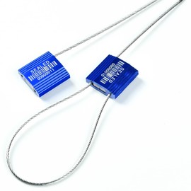 LeadSeals 100 Blue Steel Cable Seals with Barcode - High Security Numbered Truck Seals - Anti-Tamper Pull Tite Self-Locking Safety Ties - ISO 17712