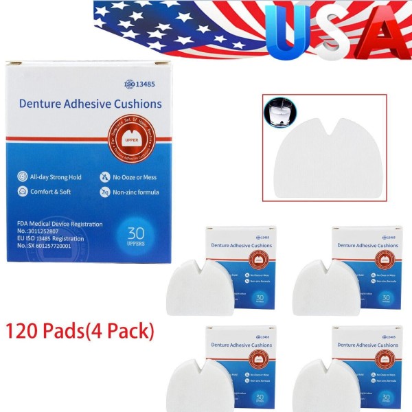 Unbranded 120 Denture Pads~Secure Hold Comfortable Chew Confident Smile~us