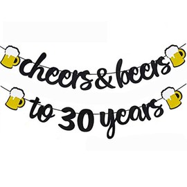 Morndew 2 Set Cheers Beers to 30 Years Banner for 30th Birthday Party Sign Backdrops Wedding Anniversary Celebration Party Retirement Party Decorations