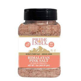 Pride Of India - Dark Himalayan Pink Salt - Enriched w/ 84+ Natural Minerals, Medium Grind 2-3mm - 1 Pound (16 oz) Dual Sifting Jar - Great for Grinders & Direct Use - Best for Kitchens & Restaurants