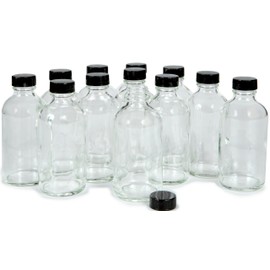 Vivaplex, 12, Clear, 4 oz Glass Bottles, with Lids