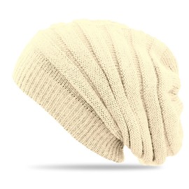 Caspar MU056 Unisex Strick Mütze/Beanie mit schlichtem Strickmuster und Angora Anteil, Farbe:creme weiss