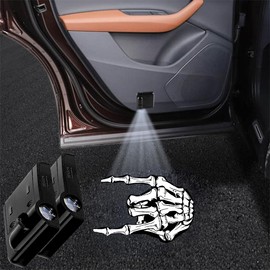 LMZLJZ 2PCS No Fade Car Door Lights,Skeleton Car Door Lights Logo Projector LED Shadow Welcome Lamp,Skeleton Accessories Arm Skull Finger Gifts,Suitable for All Vehicles Motorcycle