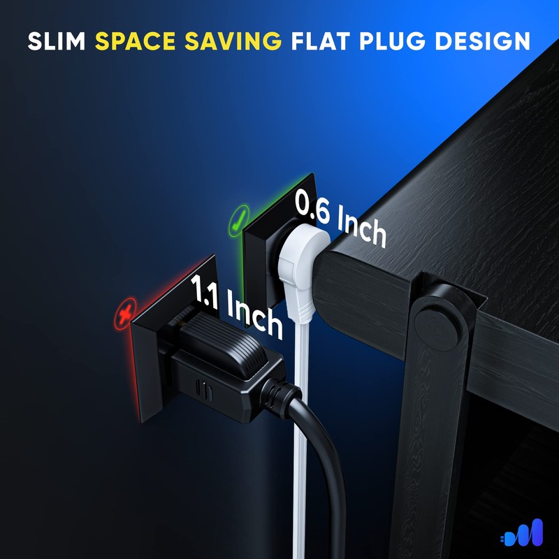 Maximm 360° Rotating Flat Plug Extension Cord 10 feet Under