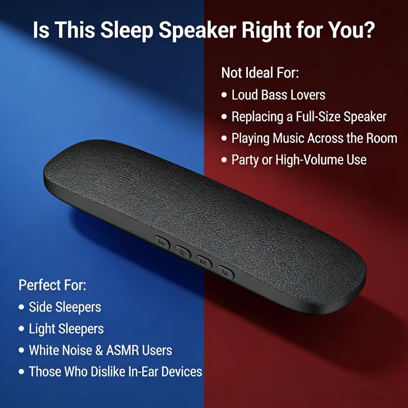 Bone Conduction Pillow Speaker, Auto-Off Timer Portable Speaker Under Pillow