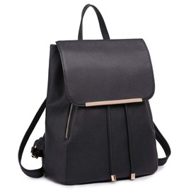 Miss Lulu Backpack Women Small Waterproof Backpack City Backpack Backpack Women Modern Backpack Women PU Leather for Travel Work School (Black)