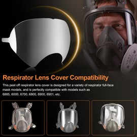 Ahuliao 40 Pack Respirator Full Face Mask Peel Off Lens Cover for 3M 6885 6000 6700 6800 6900 6901 Peel Off Face Shield Protectors, Paint Spray Dust Protection