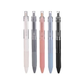 SURALIN Pack of 5 Gel Pens, Retractable Gel Pens, Black Retractable Pastel Gel Ink Pens 0.5 mm Line Width (Colour)