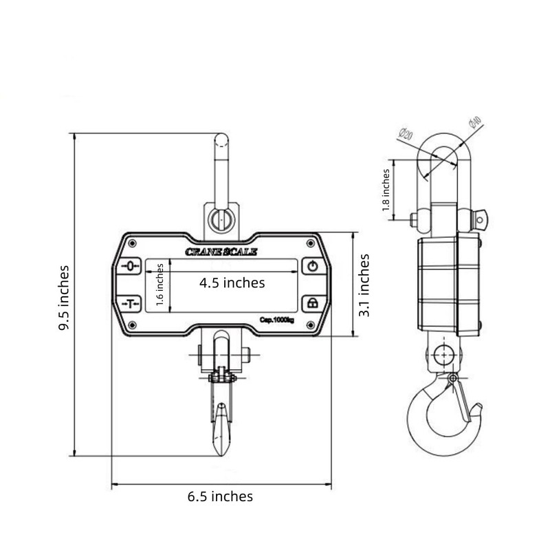 Klau 2000kg 4000 lb Heavy Duty Crane Scale Industrial Hanging