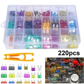 Unbranded 220pcs Mini Standard Blade Fuse Assortment Auto Car Truck Fuses Kit ATC / ATM US
