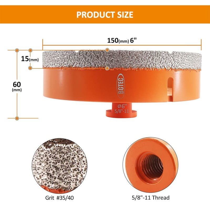 Dry Diamond Core Drill Bits,BGTEC 1pc 6" 150mm Diamond Hole