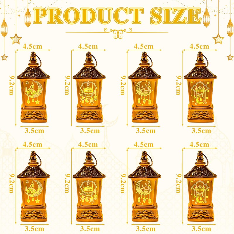 Zecnaud Ramadan Deko Laterne, 8er Set Mini Ramadan Laternen, Ramadan