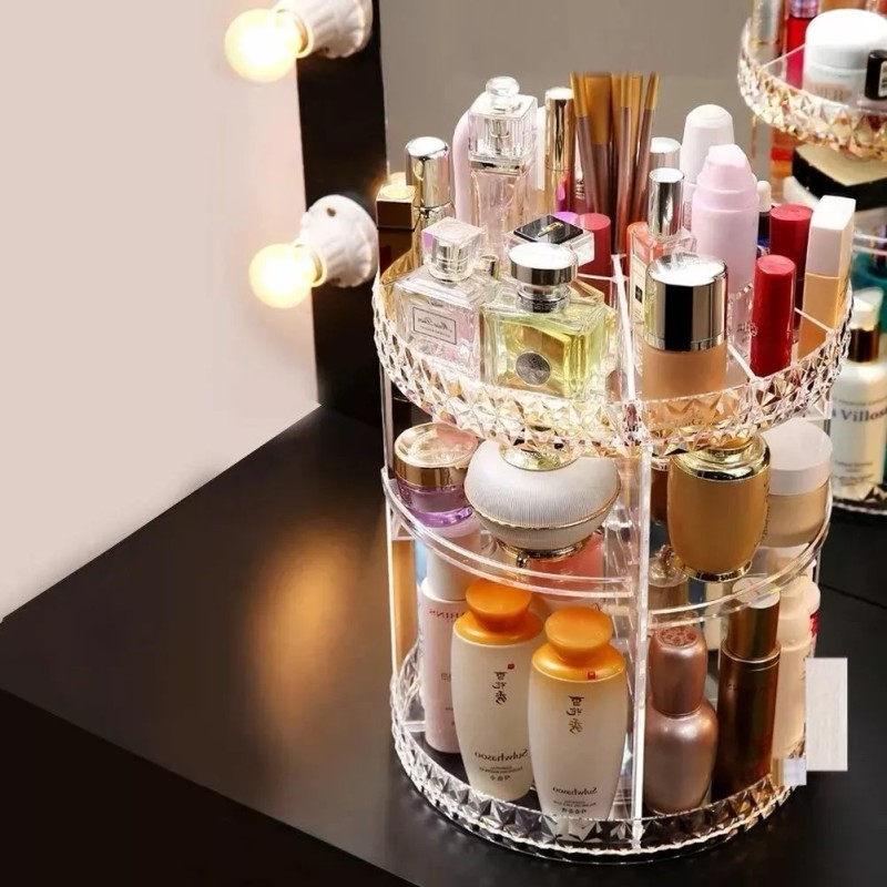 BEAUTYDISTRICTMX Organizador Acrílico Giratorio Maquillaje Cosmeticos