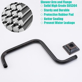 SEABEFORE 13" Gooseneck (S-Shape) Shower Arm Oil Rubbed Bronze Shower Head Extension with Unique Flange, Standard 1/2" Connection.SE91058-13-ORB