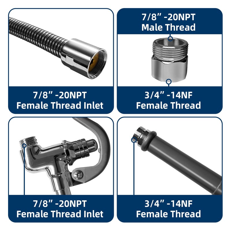 Commercial Sink Sprayer Valve with 45" Pre Rinse Hose, Pre