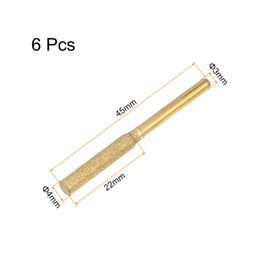 sourcing map 6pcs Diamond Coated Chainsaw Sharpener Bits 5/32" 4mm Cylinder Head, Titanium Plated Electric Chain Saw Grinder