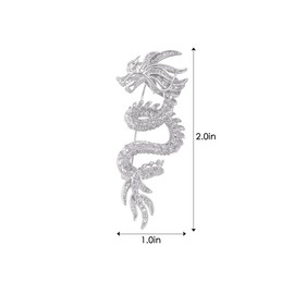 Alilang Sparkly Cubic Zirconia Chinese Dragon Brooch Lapel Pin Thanksgiving Day Birthday Jewelry for Women, Silver