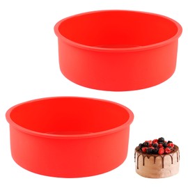 Zyren Silikon Backform Rund 15cm, 2 Stücke Silikon Kuchenform für Backform Airfryer,Silikonbackform Rund für Käsekuchen, Regenbogenkuchen,BPA-frei, Nicht Klebend und Leicht zu Lösen