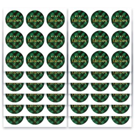 Mobiusea Creation Merry Christmas Stickers | Envelope Seals | 1.4 inch | Gold Foil | Green Buffalo Plaid Labels | Waterproof | 135-Pack for Holiday Stickers for Envelopes, Holiday Cards