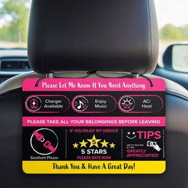 Rider Essentials Signs for Driver Ratings, Tips, and Appreciation Sign, 9x6 Inches, (2 Pack) 55 mil thick HDPS (polystyrene), Made in USA by My Sign Center