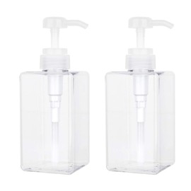 Pump Bottle, Refillable Plastic Empty Lotion Soap Dispenser Liquid Container for Bathroom Shampoo and Body Wash, 15oz/450ml Clear 2 Pack