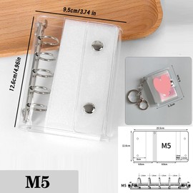 Yurika Sticker Notebook, Girls, Transparent Binder, M5 Mini Sticker Pad with Keychain, Cute Mini Notebook, Sticker Storage Book, Includes 10 Refills, Notebook, Motivation, Small Accessories, Photo