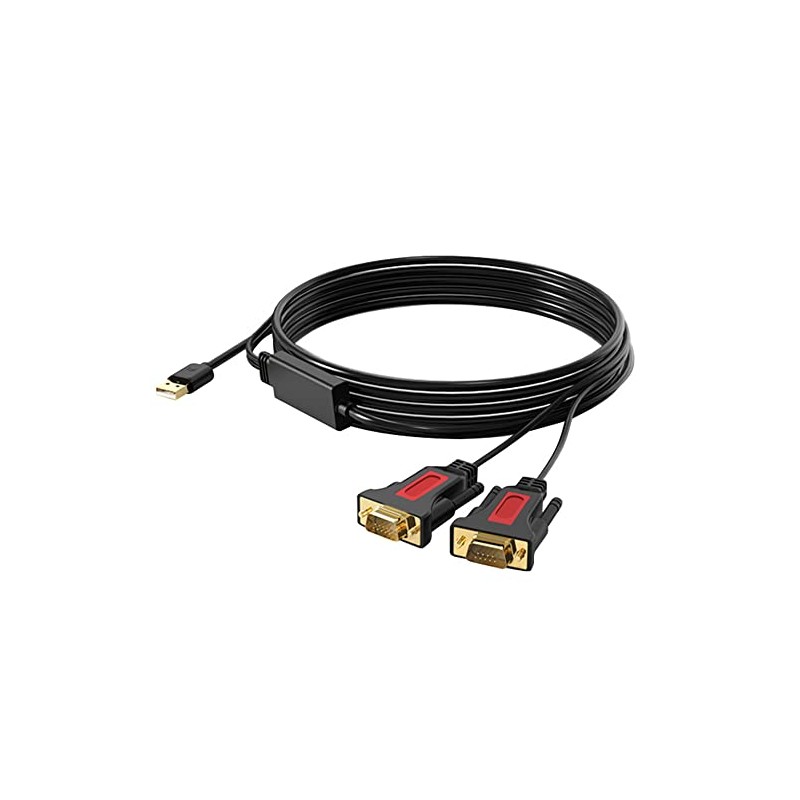 2 Port USB to RS232 DB9 Serial (9-Pin) Adapter Cable