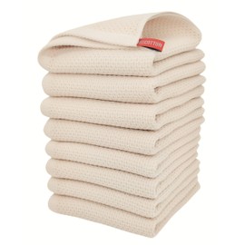 ANEWAY Kitchen Hand Towels 100% Cotton Waffle Weave Dish Towel for Cleaning Drying - Extra Absorbent and Soft - 13 x 28 inch (Beige-8 Pack)