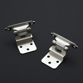 Ravinte 60 Pack 30 Pairs 3/8”Inset Cabinet Door Hinges Kitchen Cabinet Hinges Satin Nickel Semi-Concealed Hinges Face Mount Cabinet Hardware Self-Closing Cabinet Hinges W/Bumper&Screwdriver