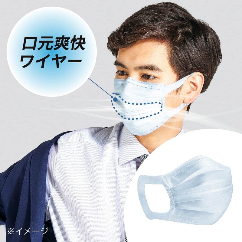 Elleair Zutto Mask, Refreshing, Ice Blue, Regular Size, 30 Pieces